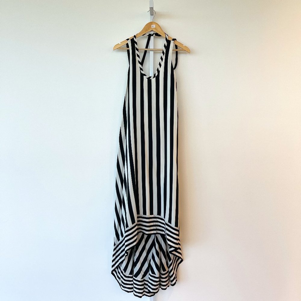 Bcbgmaxazria striped high low dress
